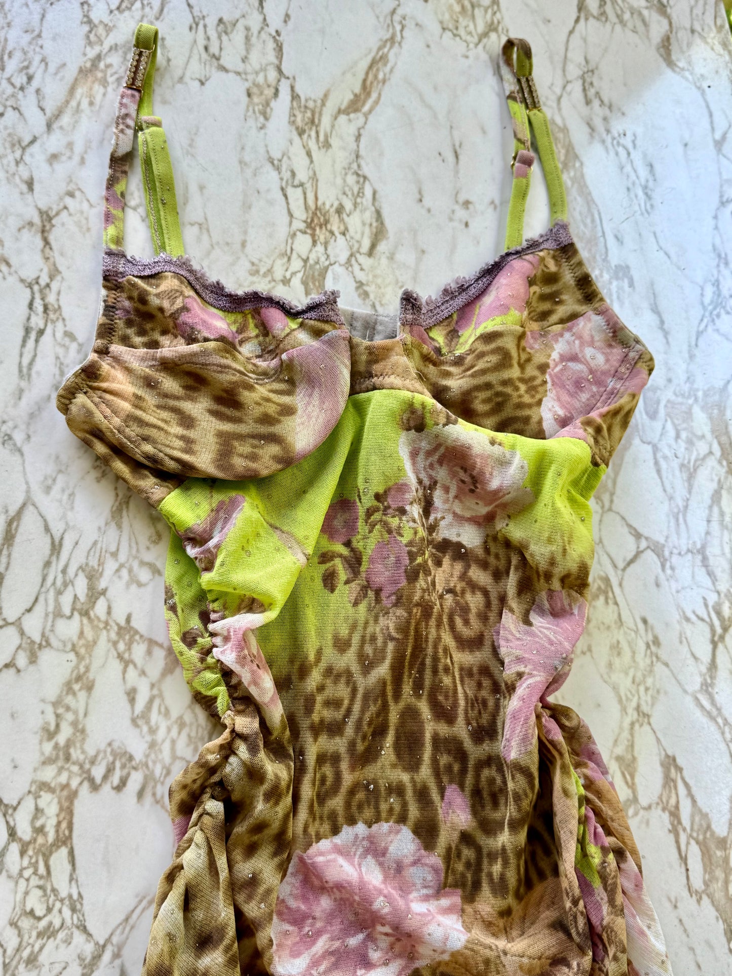 Rare Roberto Cavalli CLASS Underwired Mesh Animal Print Cami USA 8