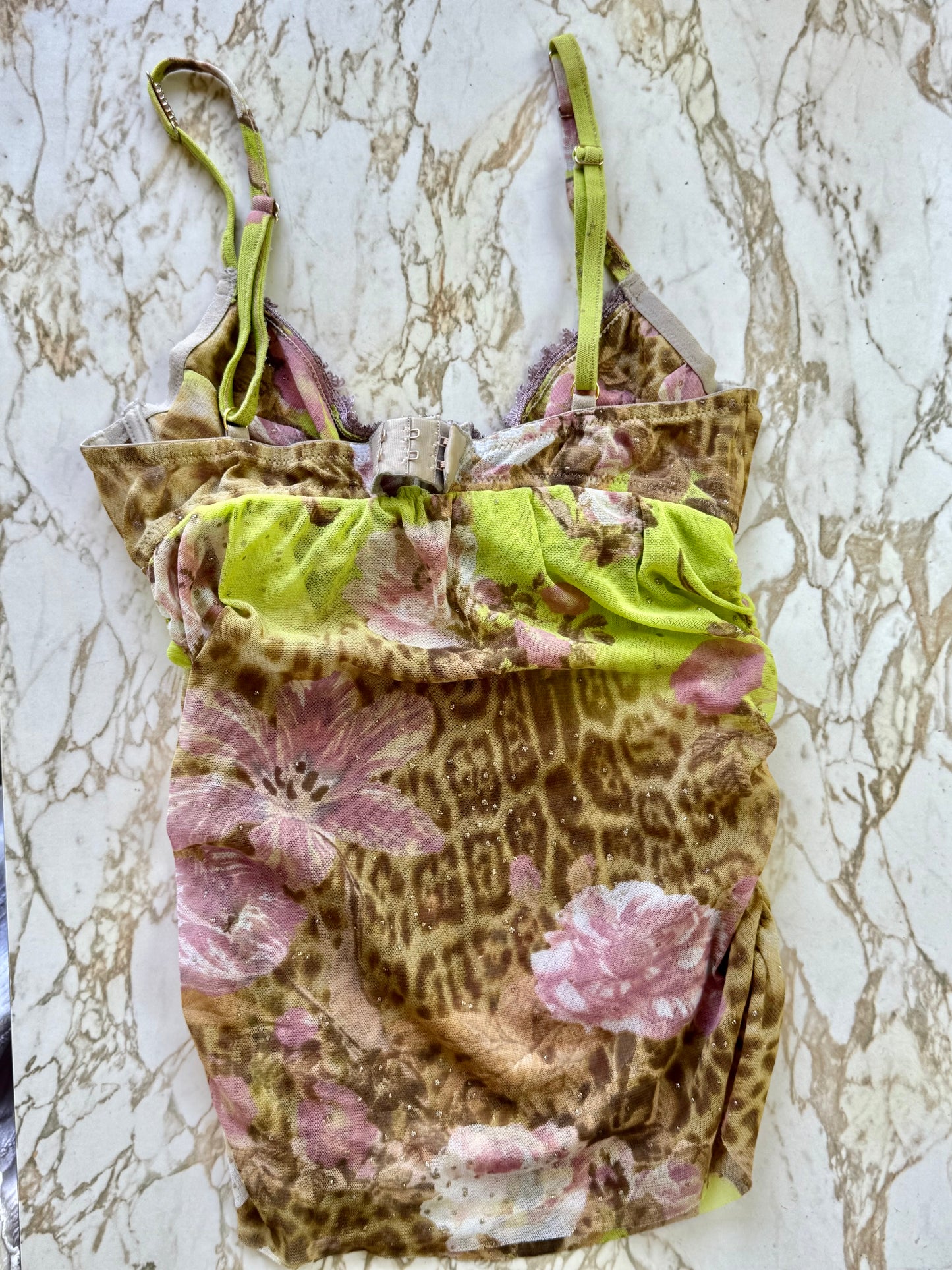 Rare Roberto Cavalli CLASS Underwired Mesh Animal Print Cami USA 8