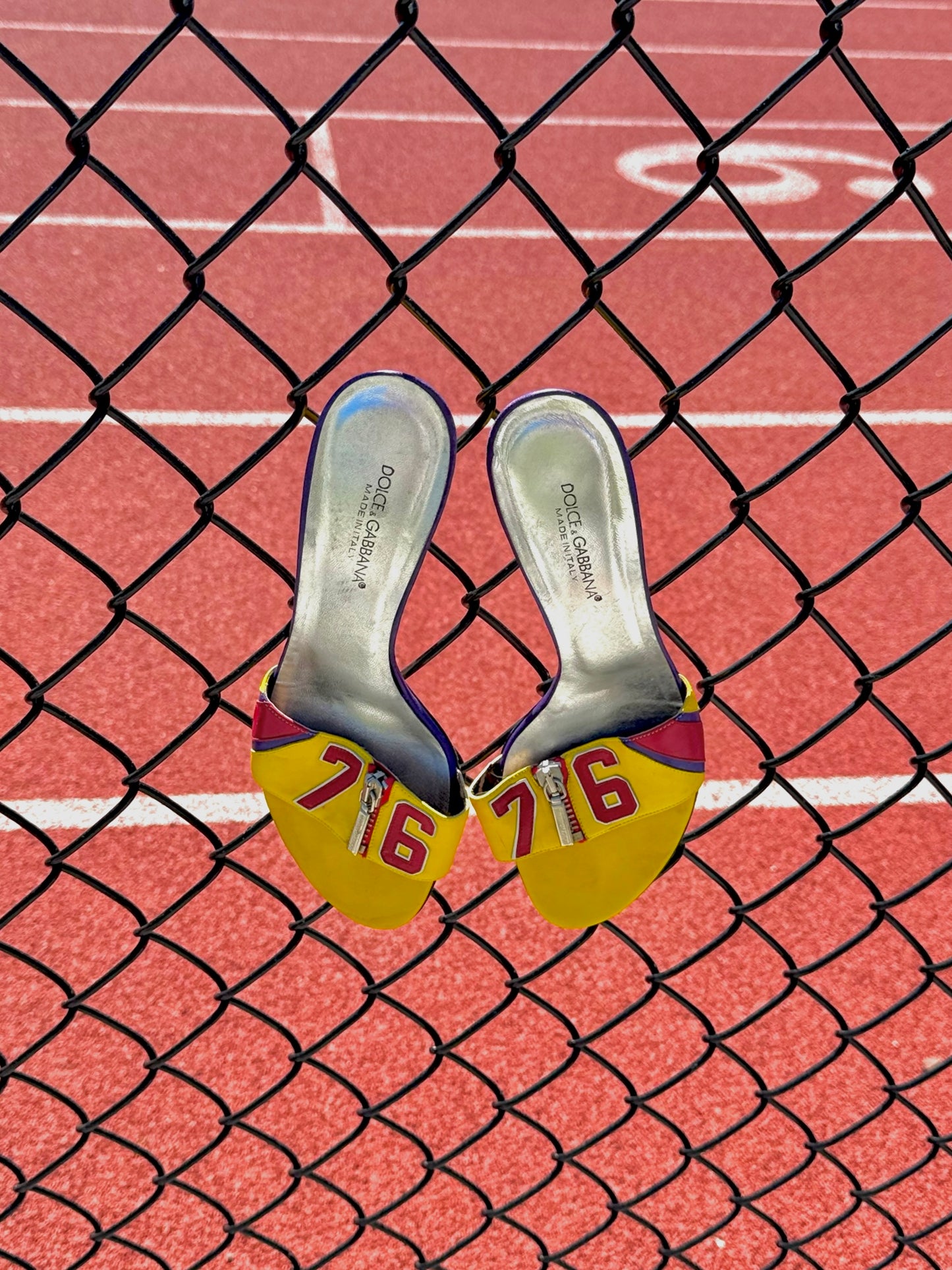 Vintage Dolce & Gabbana “76” sporty zipper mules (IT 37.5, US 7.5)