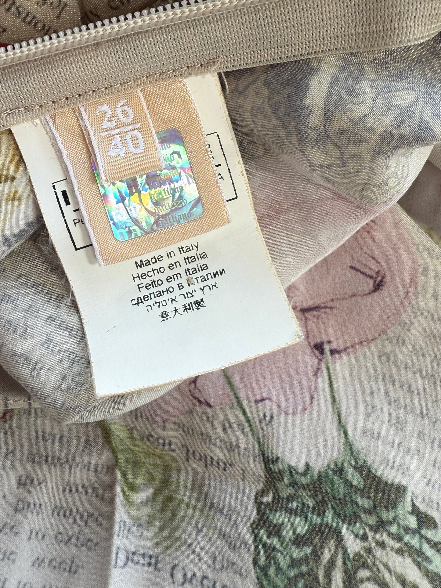 John Galliano Iconic Gazette Newspaper Floral 100% Silk Dress (Size XS-S)