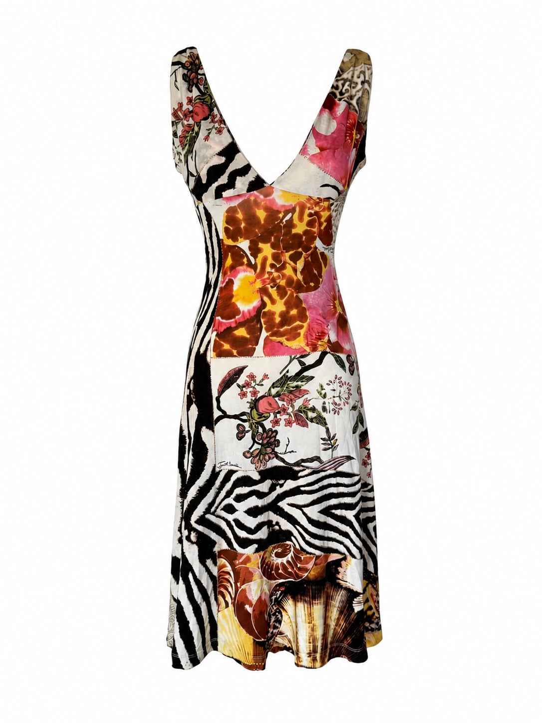 Roberto Cavalli Collage Animal/Orchid Dress (Size XS-S)