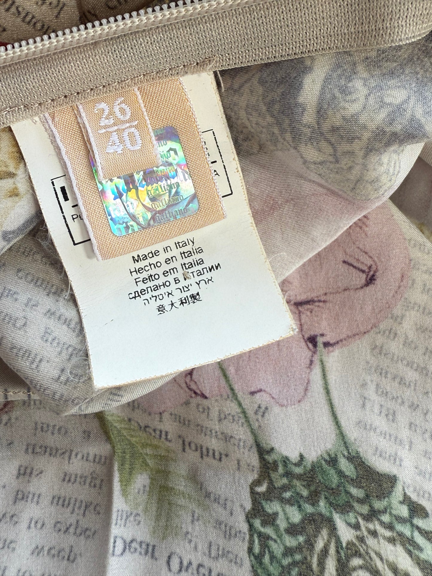 John Galliano Iconic Gazette Newspaper Floral 100% Silk Dress (Size XS)