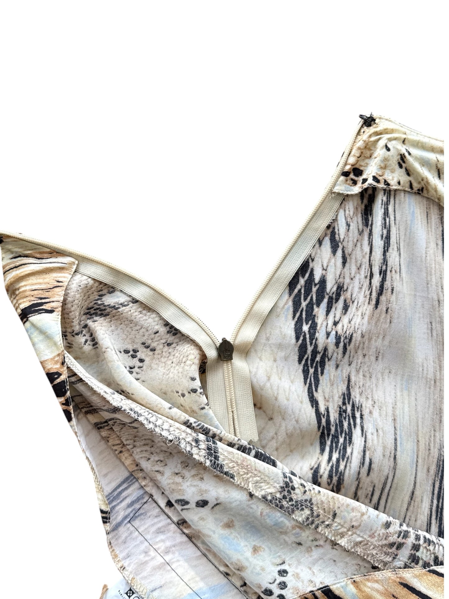 Cavalli 2000’s Snake Print Asymmetrical Silk Skirt