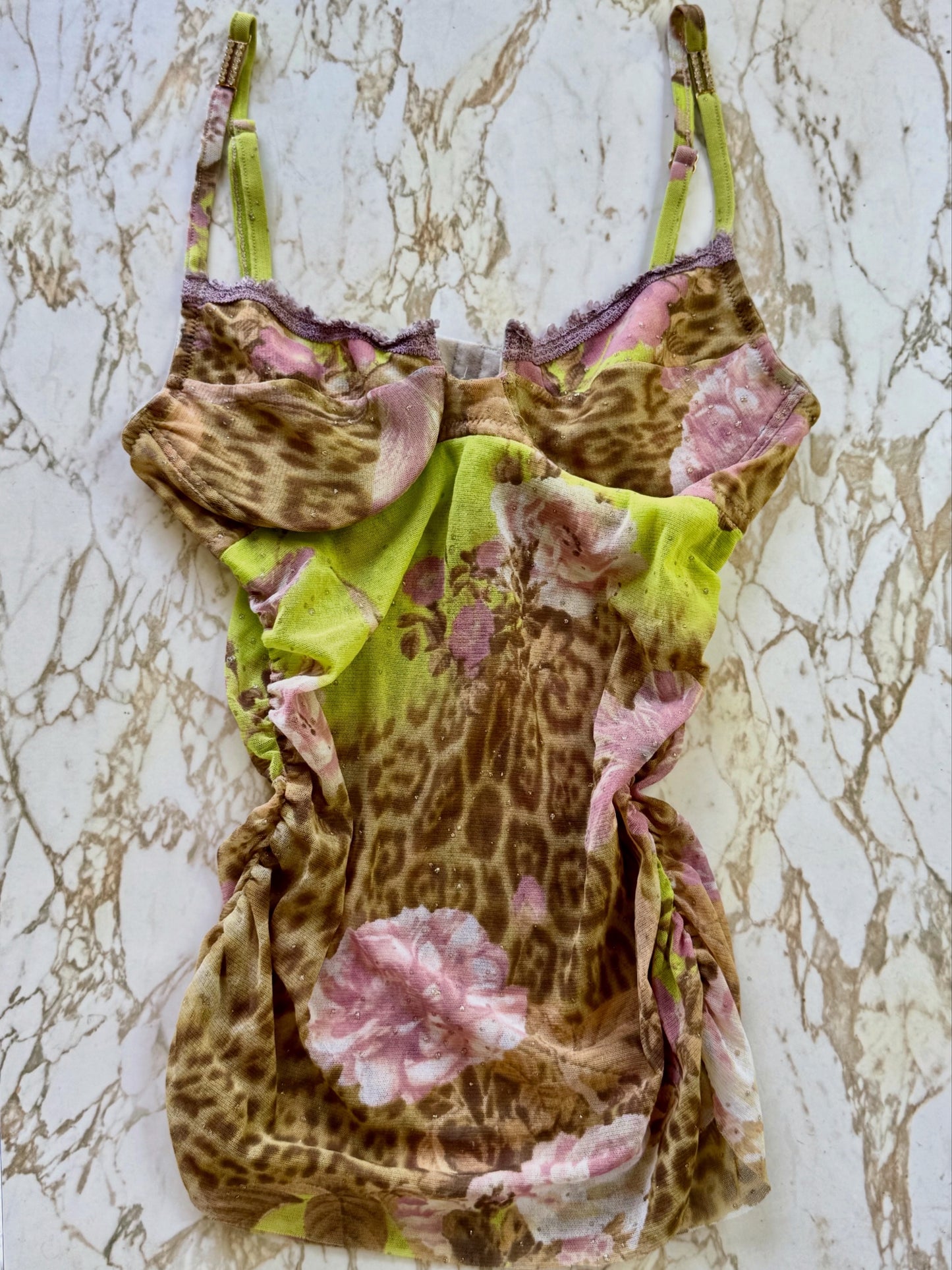 Rare Roberto Cavalli CLASS Underwired Mesh Animal Print Cami USA 8