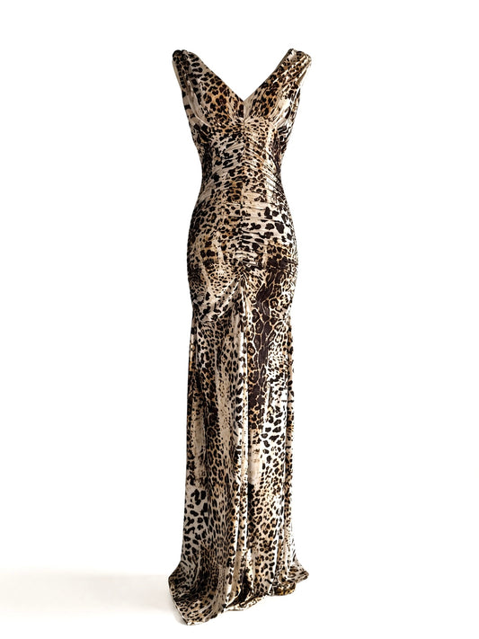 Vintage Roberto Cavalli Leopard Print Gown (Size Medium)